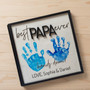 Personalized Dad Handprint Wood Sign - Best Dad Ever Gift From Kids, Custom Message For Father's Day
