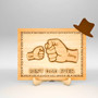 Personalized Dad And Kid Fist Bump Layer Wood Sign Father's Day Gift