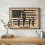 Personalized Police Officer Wood Sign For Dad - Thin Blue Line Graduation Or Retirement Gift