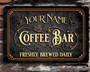 The Daily Grind: Personalized Vintage Coffee Bar Metal Sign