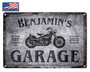Your USA Motorcycle Garage Sign: Personalized Vintage Metal Art