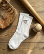 Custom Embroidered Baseball 3D Socks Soft White Gift Custom Embroidered Baseball 3D Socks Soft White Gift