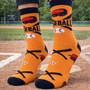 Orange Baseball Bat and Helmet 3D Socks Fun Crew Style Orange Baseball Bat and Helmet 3D Socks Fun Crew Style
