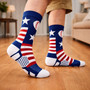 Patriotic USA Red White Blue Baseball 3D Crew Socks Patriotic USA Red White Blue Baseball 3D Crew Socks