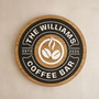 3D Coffee Corner Family Round Wood Sign, Custom Kitchen Decor