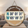 Custom GPS Coordinates Family Round Wood Sign, City & Home Decor