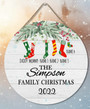 Custom Holiday Family Round Wood Sign, Festive Home Decor