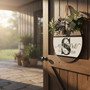 Custom Initial Family Round Wood Sign, Farmhouse Style Decor