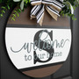 Custom Initial Family Round Wood Sign, Farmhouse Style Decor