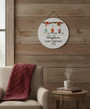 Family Name Christmas Round Wood Sign, Custom Holiday Decor