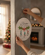 First Christmas Family Round Wood Sign, Personalized Keepsake