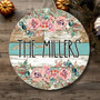 Floral Welcome Family Round Wood Sign, Personalized Farmhouse Decor