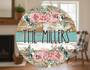 Floral Welcome Family Round Wood Sign, Personalized Farmhouse Decor