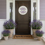 Lavender Floral Family Round Wood Sign, Custom Welcome Decor