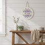 Lavender Floral Family Round Wood Sign, Custom Welcome Decor