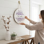 Lavender Floral Family Round Wood Sign, Custom Welcome Decor