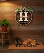 Letter Monogram Family Round Wood Sign, Personalized Initial Decor