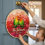 Lovebirds Family Round Wood Sign, Custom Name & Year Decor