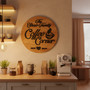 Personalized Coffee Bar Round Wood Sign, Family Kitchen Decor