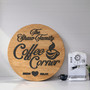 Personalized Coffee Bar Round Wood Sign, Family Kitchen Decor