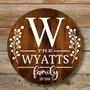 Spring Floral Family Round Wood Sign, Personalized Template Design