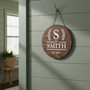 Custom Initial Farmhouse Family Round Wood Sign, Rustic Decor