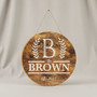 Custom Initial Farmhouse Family Round Wood Sign, Rustic Decor