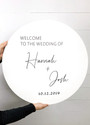 Custom Name Circle Heartfelt Wedding Round Wood Sign Welcome Decor