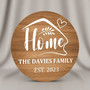 Custom Round Wood Family Sign, New Home Housewarming Gift Decor