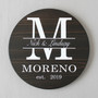 Established Family Monogram Unique Wedding Round Wood Sign Gift
