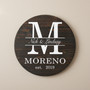 Established Family Monogram Unique Wedding Round Wood Sign Gift