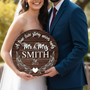 Forever Mr and Mrs Custom Monogram Wedding Round Wood Sign