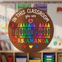 Inspire Every Student Crayon Teacher Round Wood Sign Decor