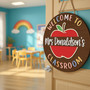 Inspiring Apple Teacher Round Wood Sign Classroom Door Decor