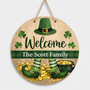 Lucky Clover Round Wood Sign, Festive Irish Style Home Decor