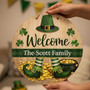 Lucky Clover Round Wood Sign, Festive Irish Style Home Decor