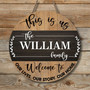 Our Family Story Round Wood Sign, Personalized Home Wall Art