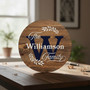 Personalized Family Monogram Round Wood Sign, Home Wall Decor