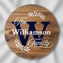 Personalized Family Monogram Round Wood Sign, Home Wall Decor