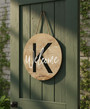 Personalized Monogram Round Wood Sign, Welcome Door Sign