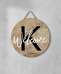 Personalized Monogram Round Wood Sign, Welcome Door Sign