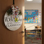 Personalized Teacher Classroom Round Wood Sign, Welcome Decor