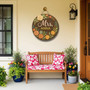 Personalized Teacher Name Round Wood Sign, Floral Classroom Door Sign