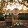 Rustic Barrel Wedding Round Wood Sign Custom Last Name Legacy Decor