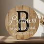 Rustic Barrel Wedding Round Wood Sign Custom Last Name Legacy Decor