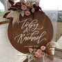 Rustic Wedding Round Wood Sign Custom Couple Names Ceremony Decor