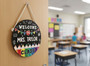 Warm Classroom Welcome Teacher Round Wood Sign Custom Decor