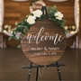 Wedding Round Wood Sign Custom Names and Date for Your Big Day