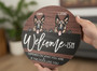 Bark and Welcome Unique Animal Round Wood Sign for Pet Lovers