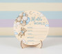 Blue Bear Hello World Birch Nursery Round Wood Sign Kept Forever
